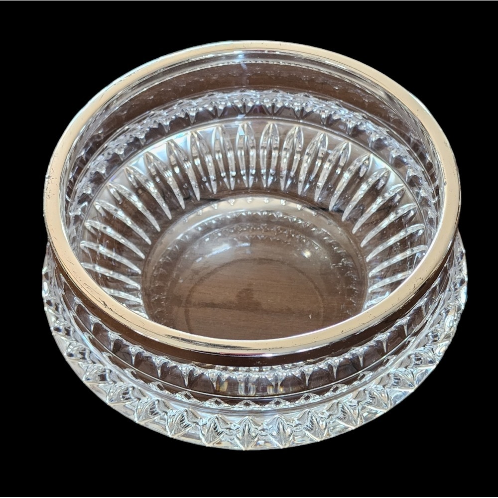 Vintage Gorham Lead Crystal Bowl Silver Plated Rim Lyric Collection